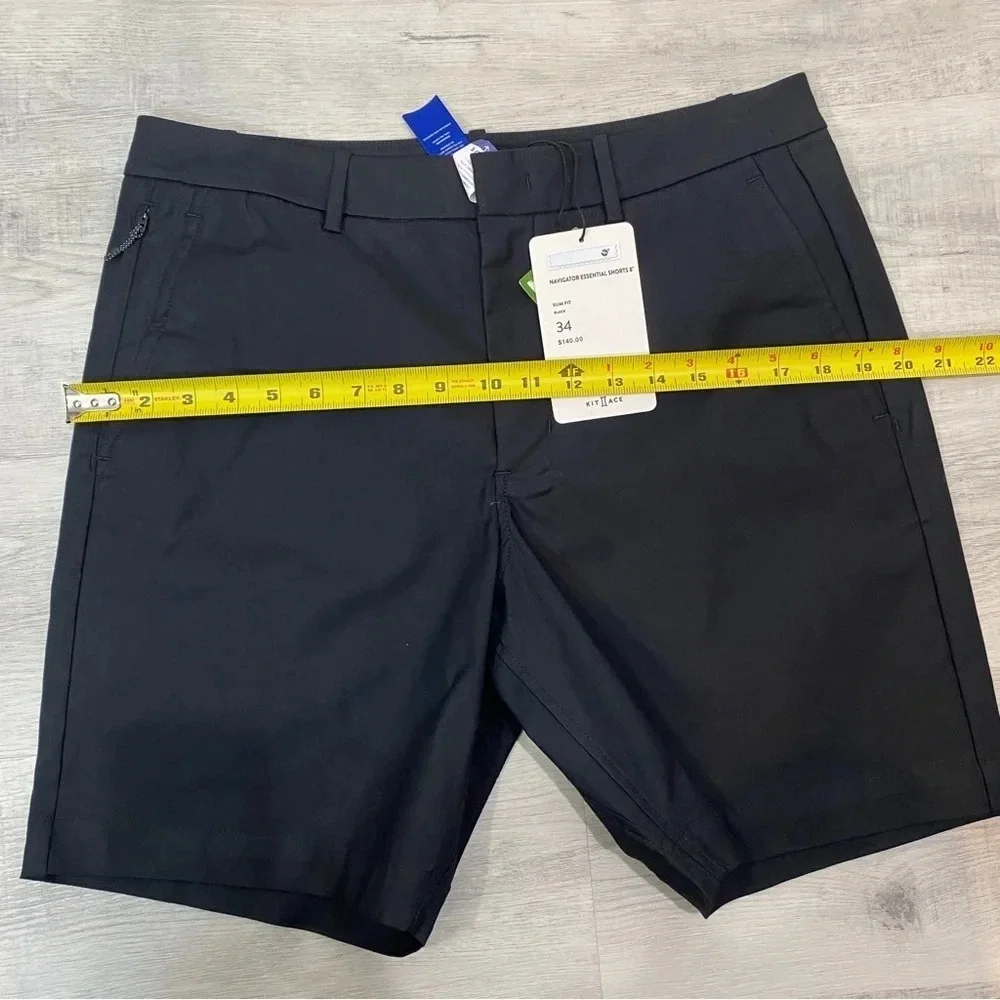 Kit Ace Mens NWT Navigator Essential Shorts Size 34 8in Inseam Black - Slim Fit